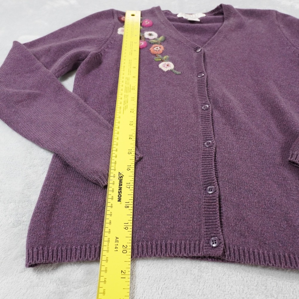 Vintage Embroidered Cardigan Sweater Petite XS Purple Cottagecore Whimsigoth Y2K - Picture 8 of 14